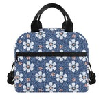 Flower Denim Jeans Pattern Print Insulated Lunch Bag