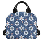 Flower Denim Jeans Pattern Print Insulated Lunch Bag