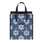 Flower Denim Jeans Pattern Print Insulated Lunch Tote