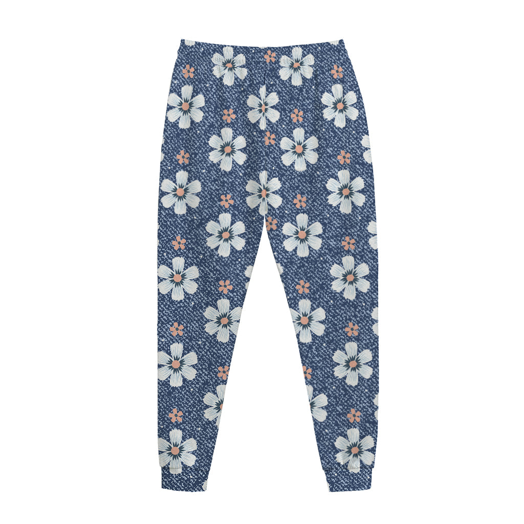 Flower Denim Jeans Pattern Print Jogger Pants