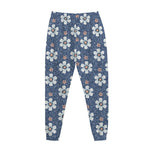 Flower Denim Jeans Pattern Print Jogger Pants