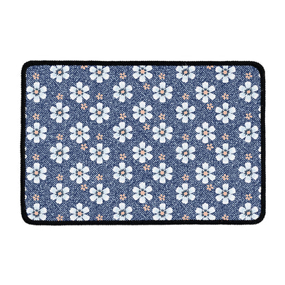 Flower Denim Jeans Pattern Print Kitchen Mat