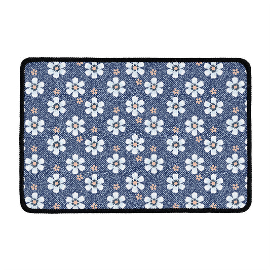 Flower Denim Jeans Pattern Print Kitchen Mat