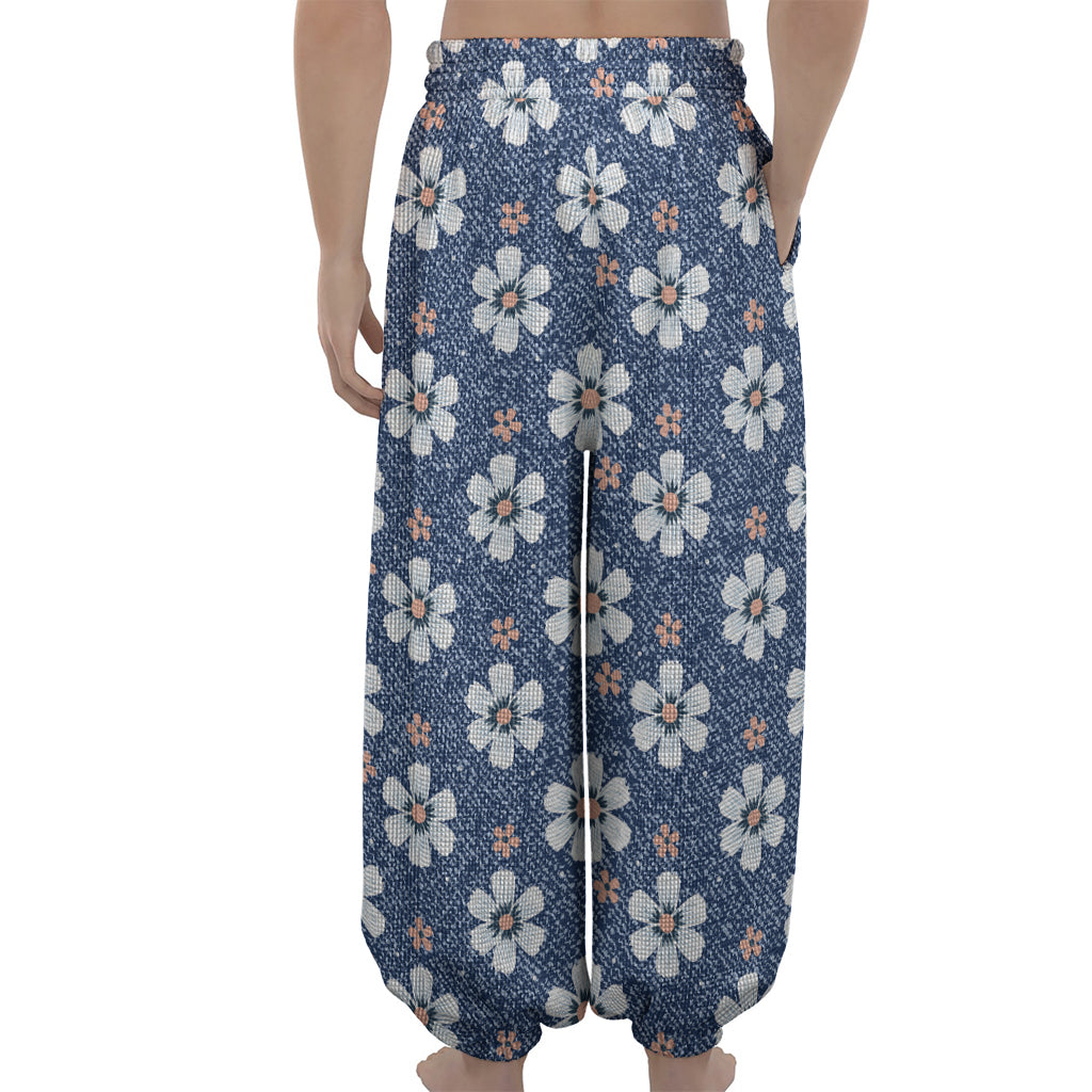 Flower Denim Jeans Pattern Print Lantern Pants