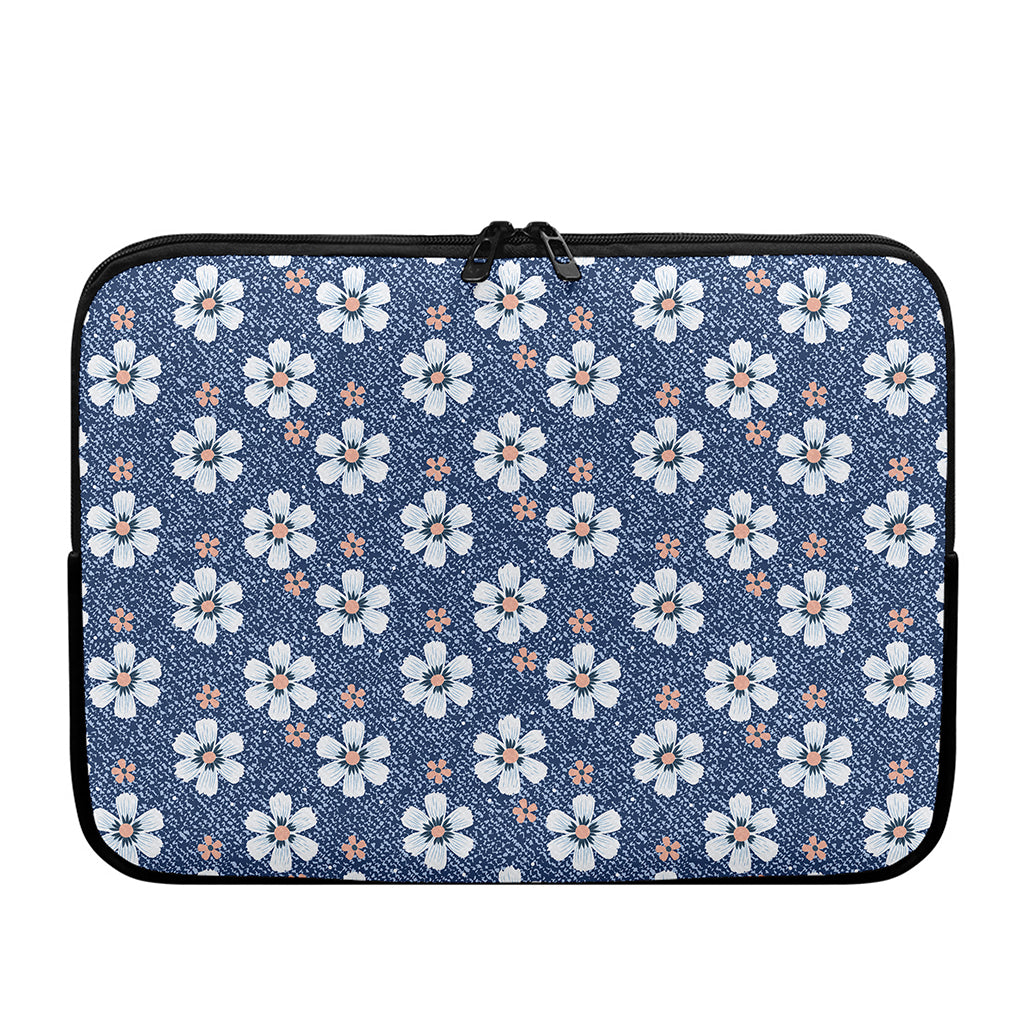 Flower Denim Jeans Pattern Print Laptop Sleeve