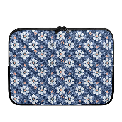 Flower Denim Jeans Pattern Print Laptop Sleeve