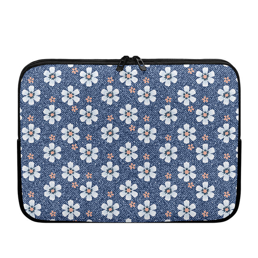 Flower Denim Jeans Pattern Print Laptop Sleeve