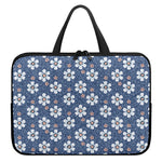 Flower Denim Jeans Pattern Print Laptop Sleeve With Handle