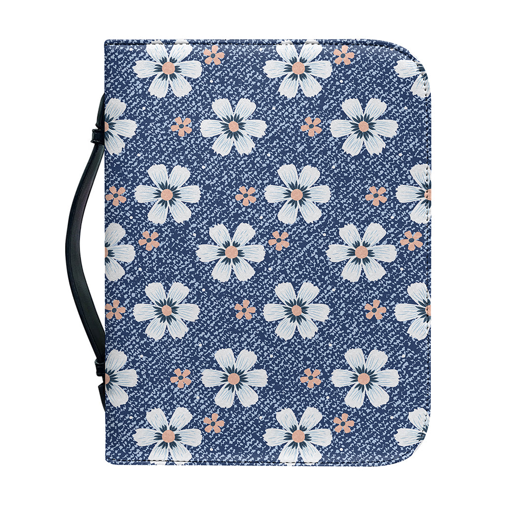 Flower Denim Jeans Pattern Print Leather Bible Cover