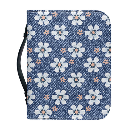 Flower Denim Jeans Pattern Print Leather Bible Cover