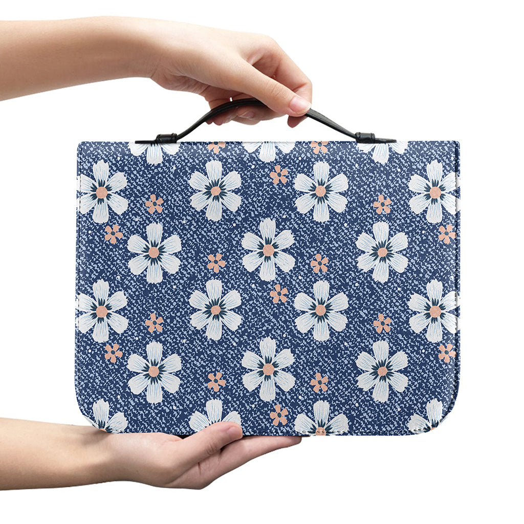 Flower Denim Jeans Pattern Print Leather Bible Cover