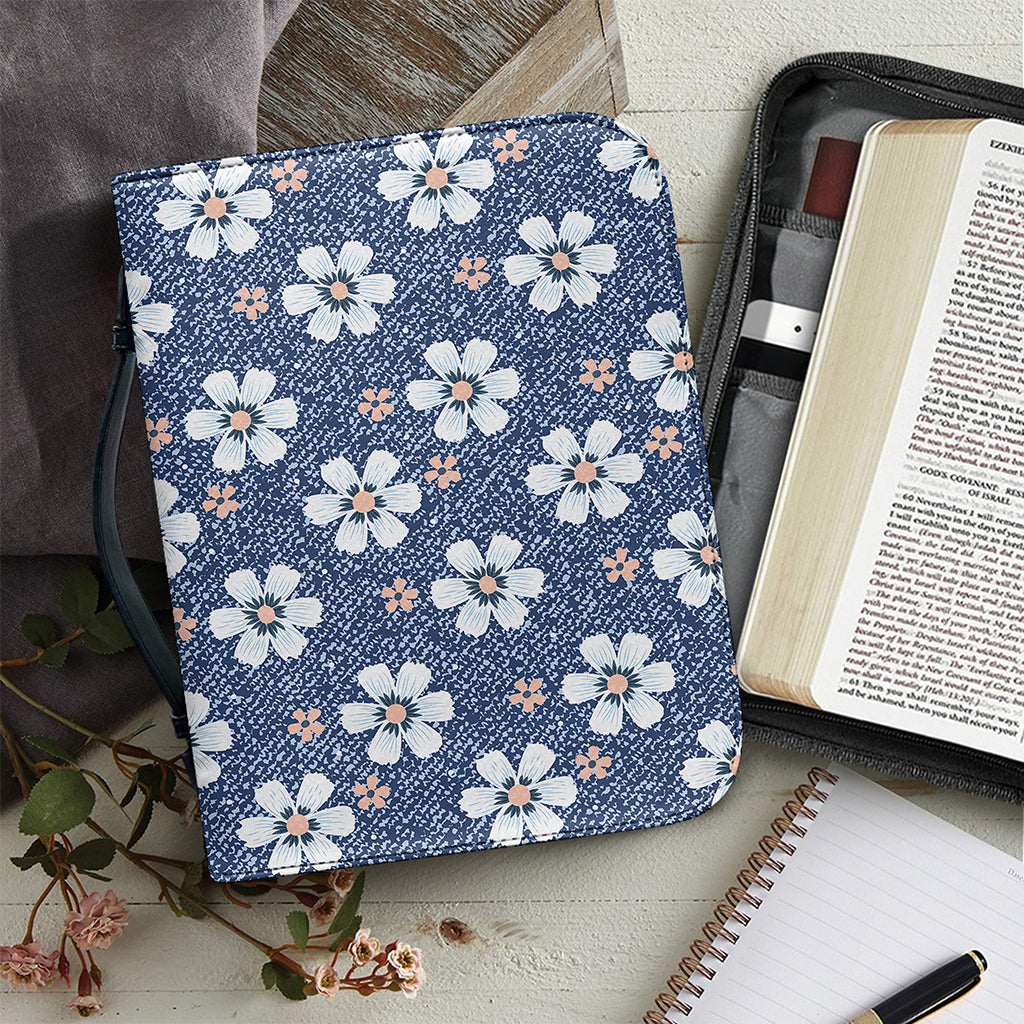 Flower Denim Jeans Pattern Print Leather Bible Cover