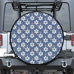 Flower Denim Jeans Pattern Print Leather Spare Tire Cover