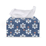 Flower Denim Jeans Pattern Print Leather Tissue Box Cover