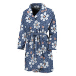 Flower Denim Jeans Pattern Print Men's Bathrobe