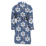 Flower Denim Jeans Pattern Print Men's Bathrobe