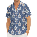 Flower Denim Jeans Pattern Print Men's Deep V-Neck Shirt