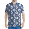 Flower Denim Jeans Pattern Print Men's Polo Shirt
