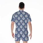 Flower Denim Jeans Pattern Print Men's Rompers