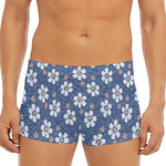 Flower Denim Jeans Pattern Print Men's Short Boxer Briefs
