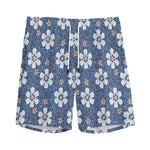 Flower Denim Jeans Pattern Print Men's Sports Shorts