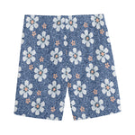 Flower Denim Jeans Pattern Print Men's Sports Shorts