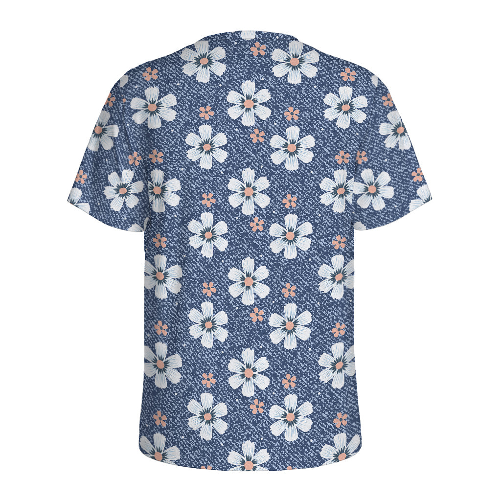 Flower Denim Jeans Pattern Print Men's Sports T-Shirt