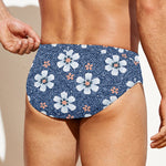 Flower Denim Jeans Pattern Print Men's Swim Briefs