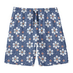 Flower Denim Jeans Pattern Print Men's Swim Trunks