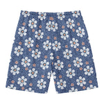 Flower Denim Jeans Pattern Print Men's Swim Trunks