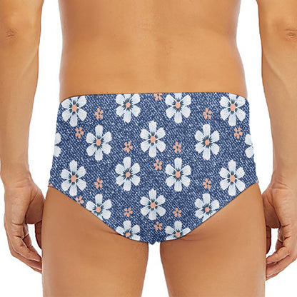 Flower Denim Jeans Pattern Print Men's Triangle Swim Briefs
