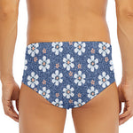Flower Denim Jeans Pattern Print Men's Triangle Swim Briefs