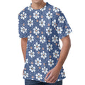 Flower Denim Jeans Pattern Print Men's Velvet T-Shirt