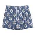 Flower Denim Jeans Pattern Print Mesh Shorts