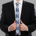 Flower Denim Jeans Pattern Print Necktie