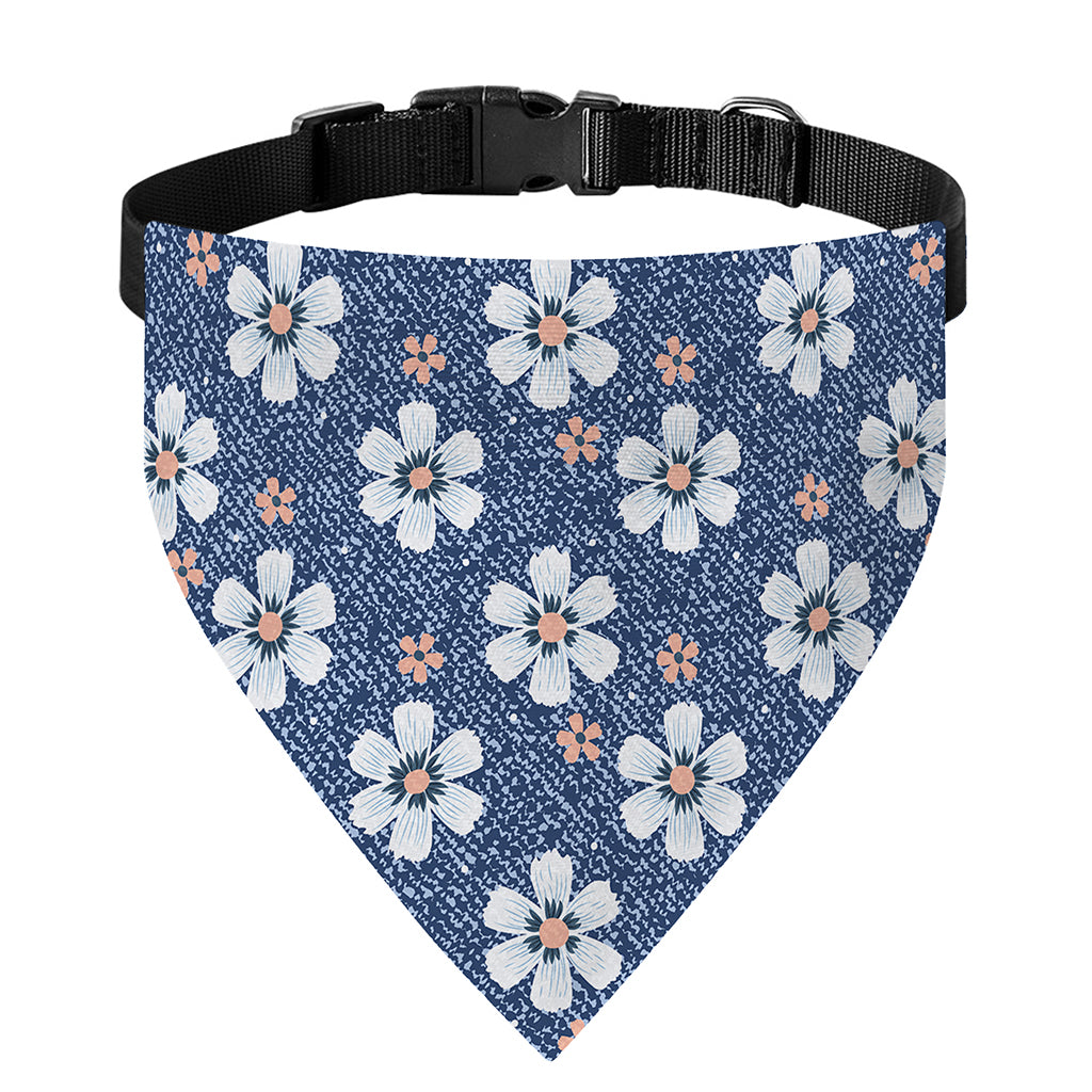 Flower Denim Jeans Pattern Print Over The Collar Dog Bandana