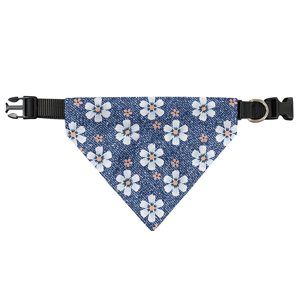 Flower Denim Jeans Pattern Print Over The Collar Dog Bandana
