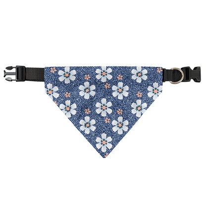 Flower Denim Jeans Pattern Print Over The Collar Dog Bandana