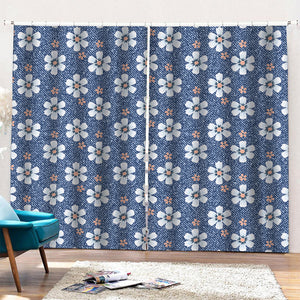 Flower Denim Jeans Pattern Print Pencil Pleat Curtains