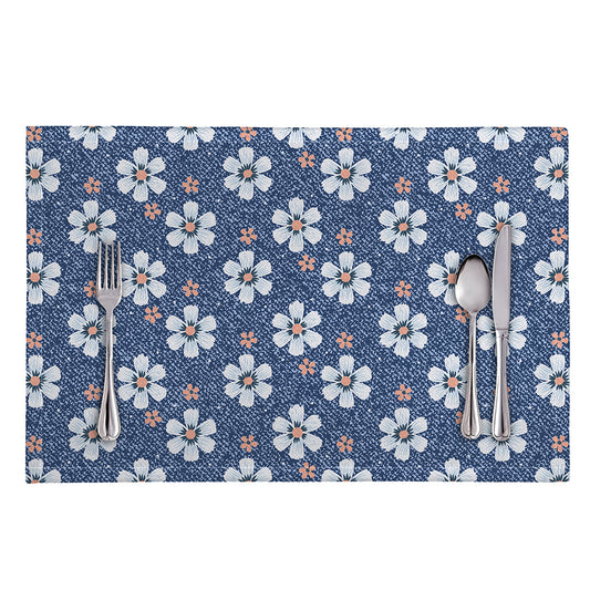 Flower Denim Jeans Pattern Print Placemat