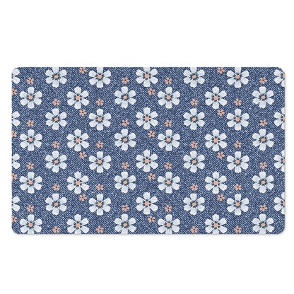 Flower Denim Jeans Pattern Print Polyester Doormat