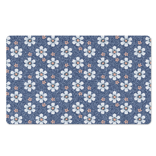 Flower Denim Jeans Pattern Print Polyester Doormat