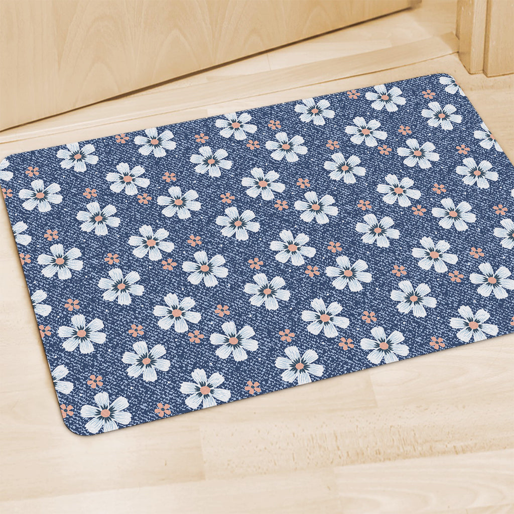 Flower Denim Jeans Pattern Print Polyester Doormat