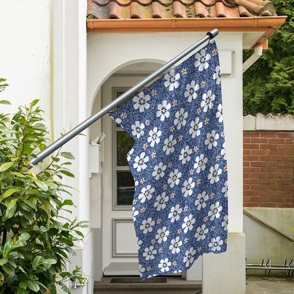 Flower Denim Jeans Pattern Print Polyester Flag