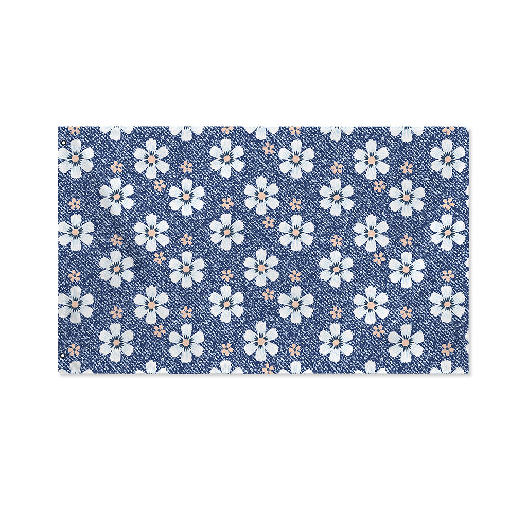 Flower Denim Jeans Pattern Print Polyester Flag