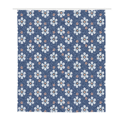 Flower Denim Jeans Pattern Print Polyester Shower Curtain