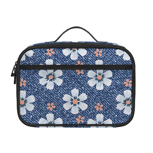 Flower Denim Jeans Pattern Print Portable Lunch Bag
