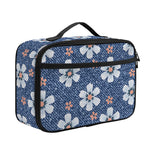 Flower Denim Jeans Pattern Print Portable Lunch Bag