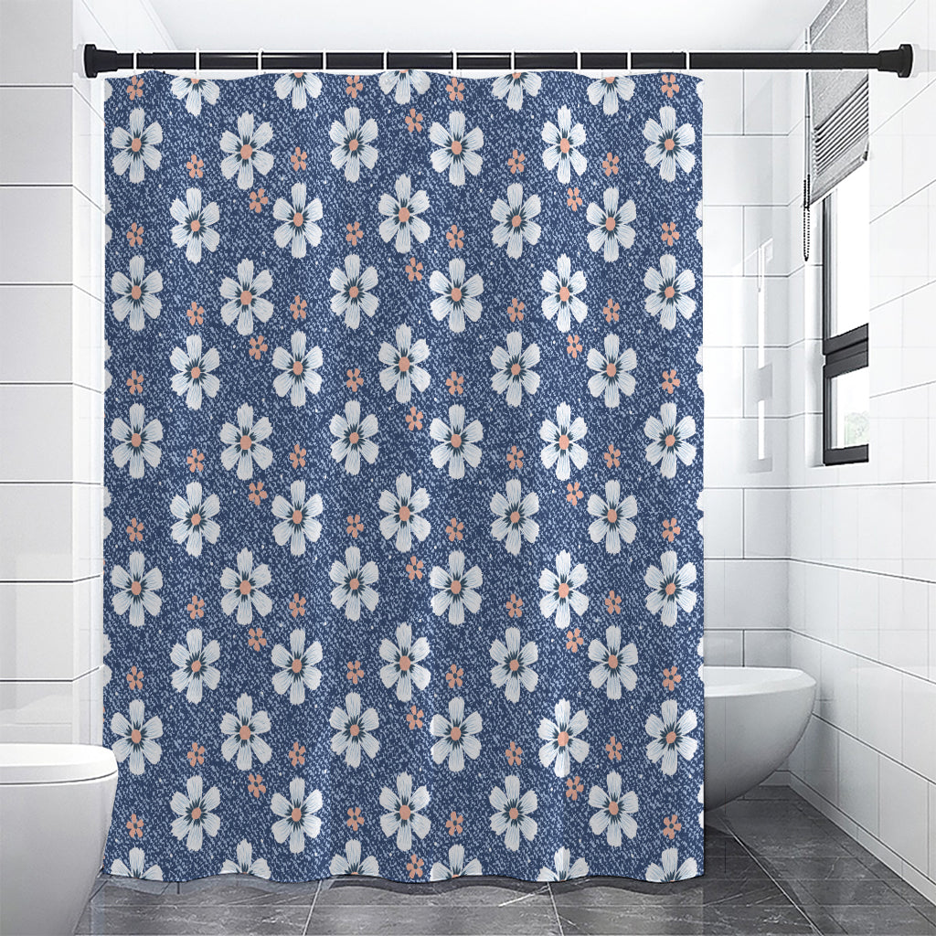 Flower Denim Jeans Pattern Print Premium Shower Curtain