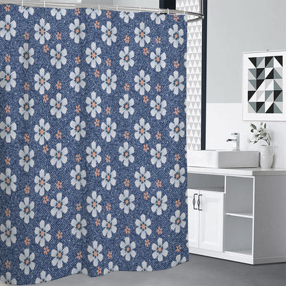 Flower Denim Jeans Pattern Print Premium Shower Curtain